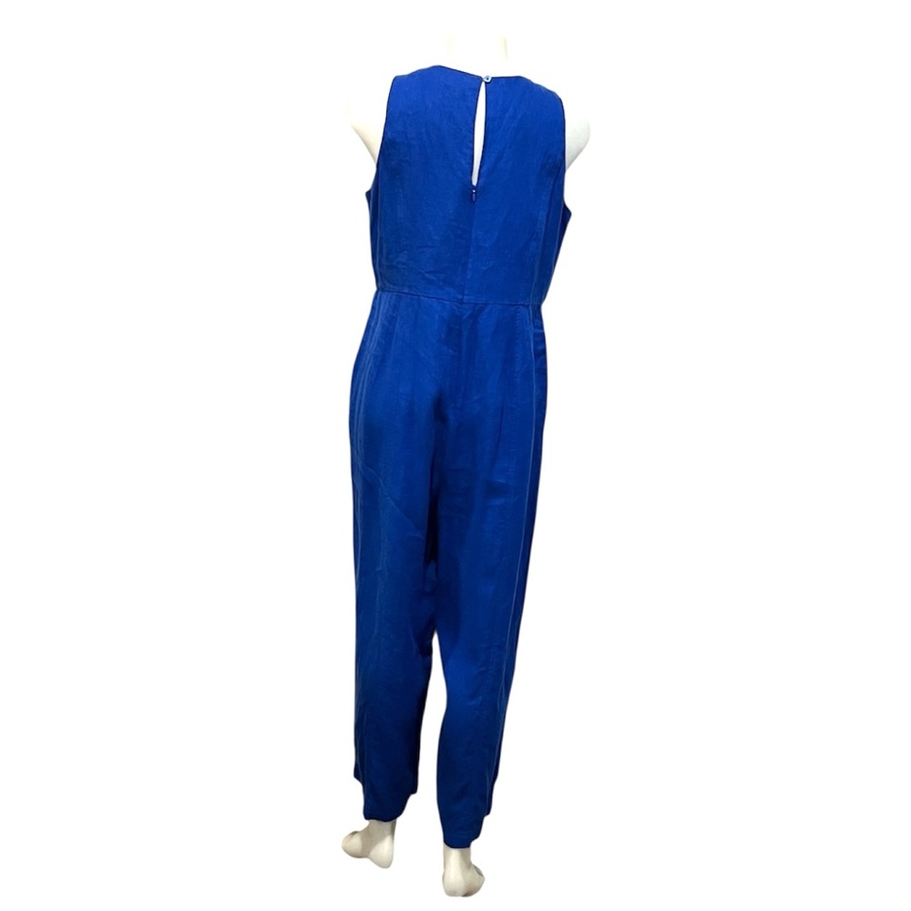 Boden royal blue Carla linen wide leg sleeveless jumpsuit size 10P - Picture 3 of 9